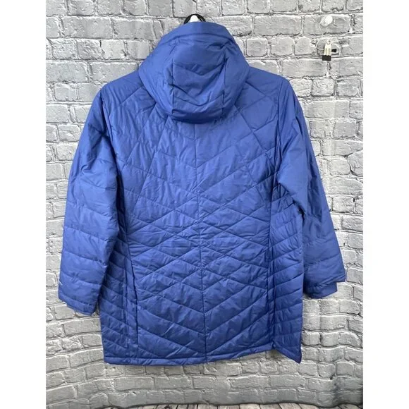 Columbia 2X Heavenly Long Hooded Jacket Omni-Heat Blue Puffer - Picture 3 of 13